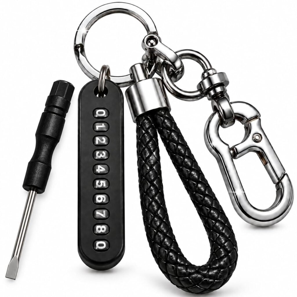 PulGos 𝗣𝗿𝗲𝗺𝗶𝘂𝗺 Keychain for Bike, Car & Scooter | Anti-Lost Metal Key Chain with Hook Clip & Number Tag | Heavy Duty & Stylish Keyring Accessory for Backpack & Handbag | Gift for Men & Women