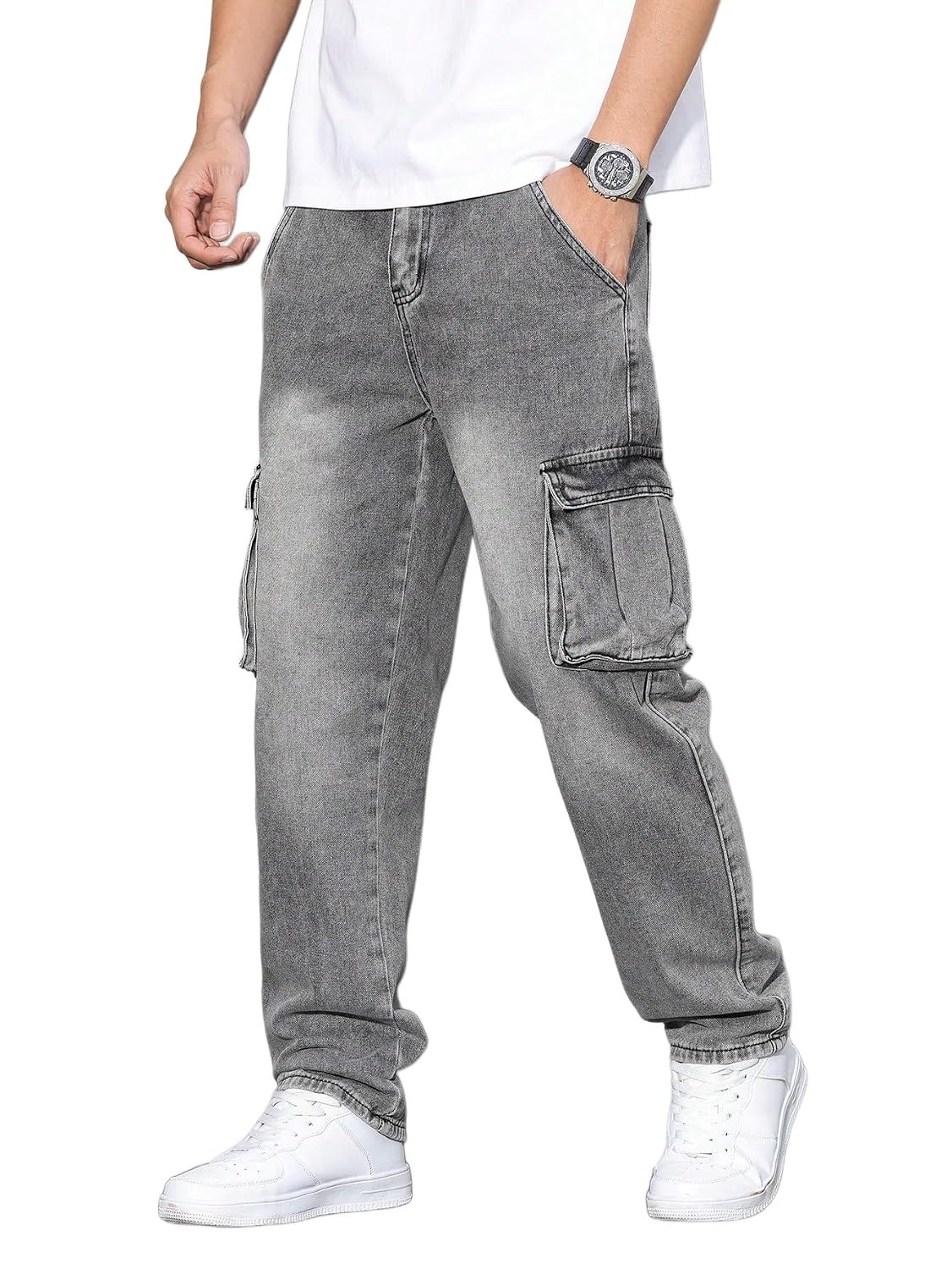 URBAN POCKETS Jeans for Men || Men’s Jeans Denim (Blue-Cargo-Jeans-U23-24)