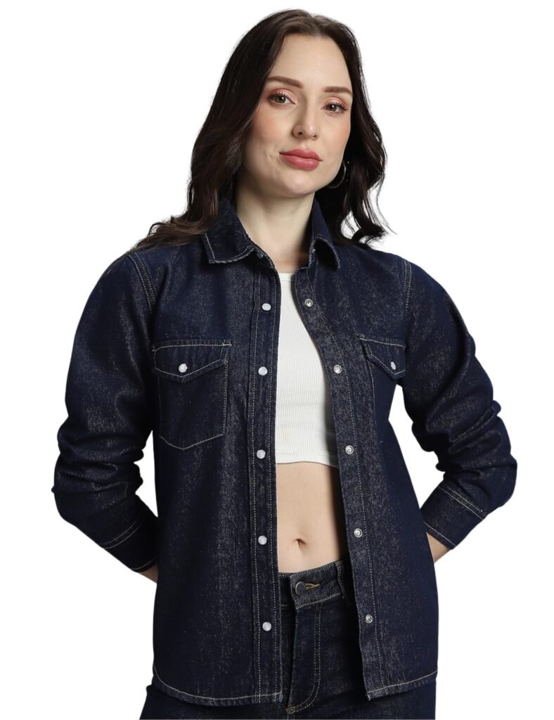 INKD Women’s 100% Cotton Jacket – Dual Flap Pocket Short Length | Jackets for Women | Full Sleeve with Buttoned Cuffs INKD Women’s 100% Cotton Jacket – Dual Flap Pocket Short Length | Jackets for Women | Full Sleeve with Buttoned Cuffs