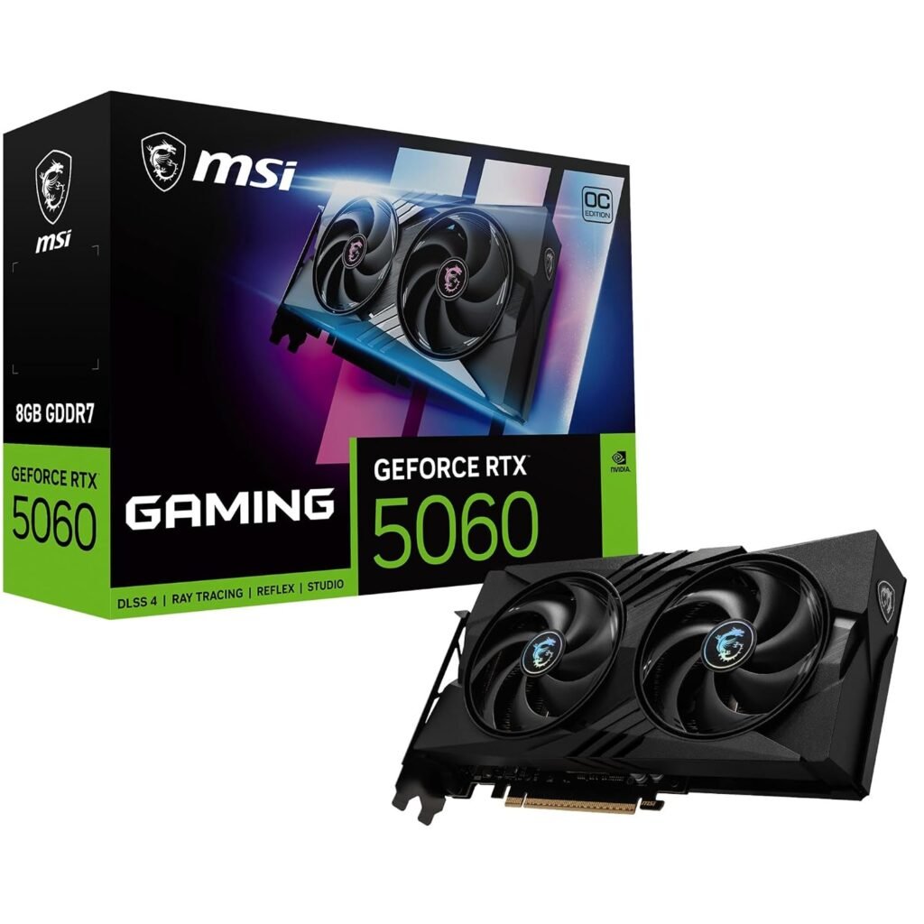 MSI GeForce RTX 5060 8G Gaming OC V1 Graphics Card, 8GB GDDR7, 128-bit, PCIe Gen 5, 2587 MHz Boost Clock, STORMFORCE Fan Cooling, HDMI 2.1b, DisplayPort 2.1b, NVIDIA Blackwell Architecture