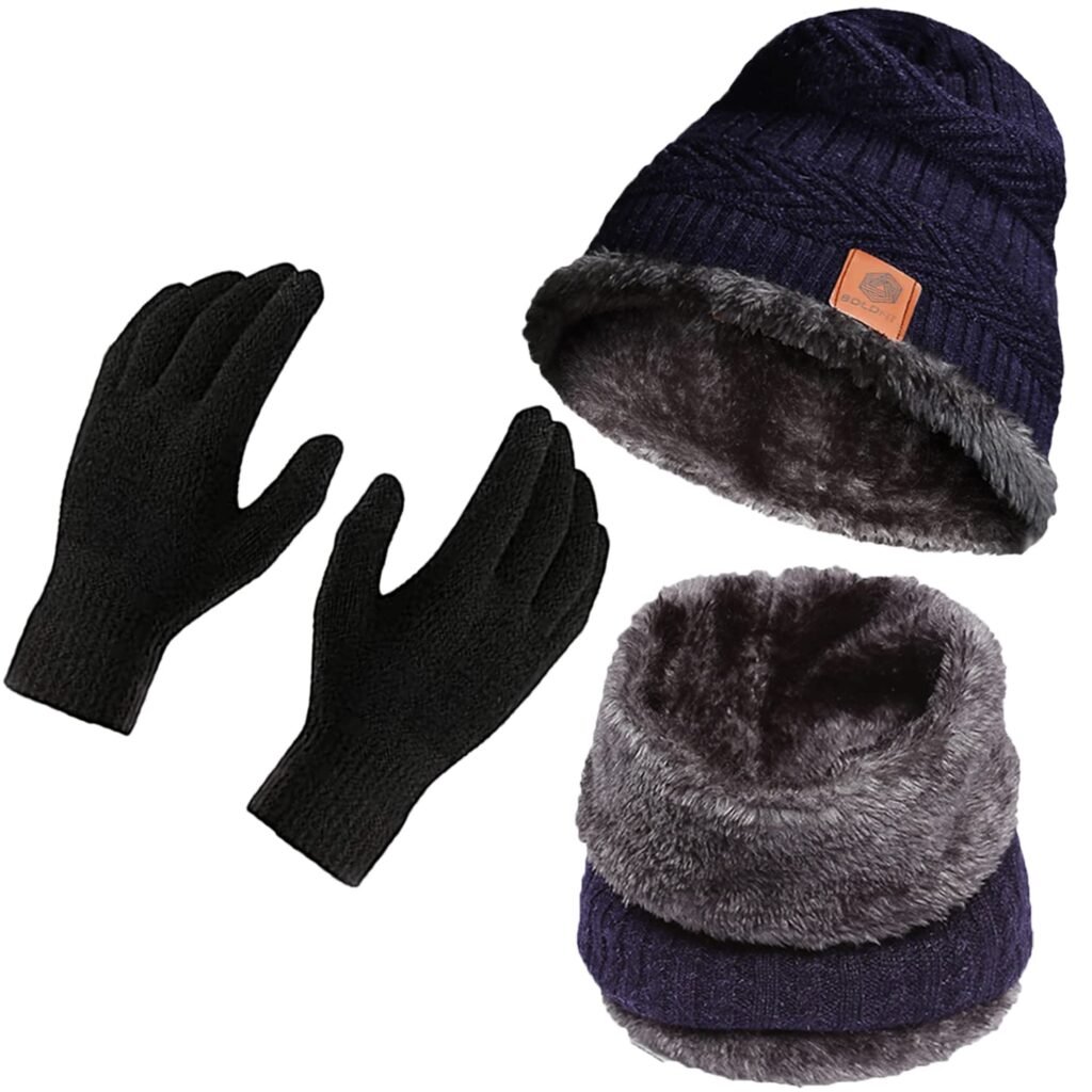 Boldfit Woolen Winter Cap for Women & Men in Winter for Thermal Wear Stylish Soft Caps for Boys & Girls for Warm Wear Head hat Garam Topaa cap’s Breathable Lightweight Windproof with hand gloves