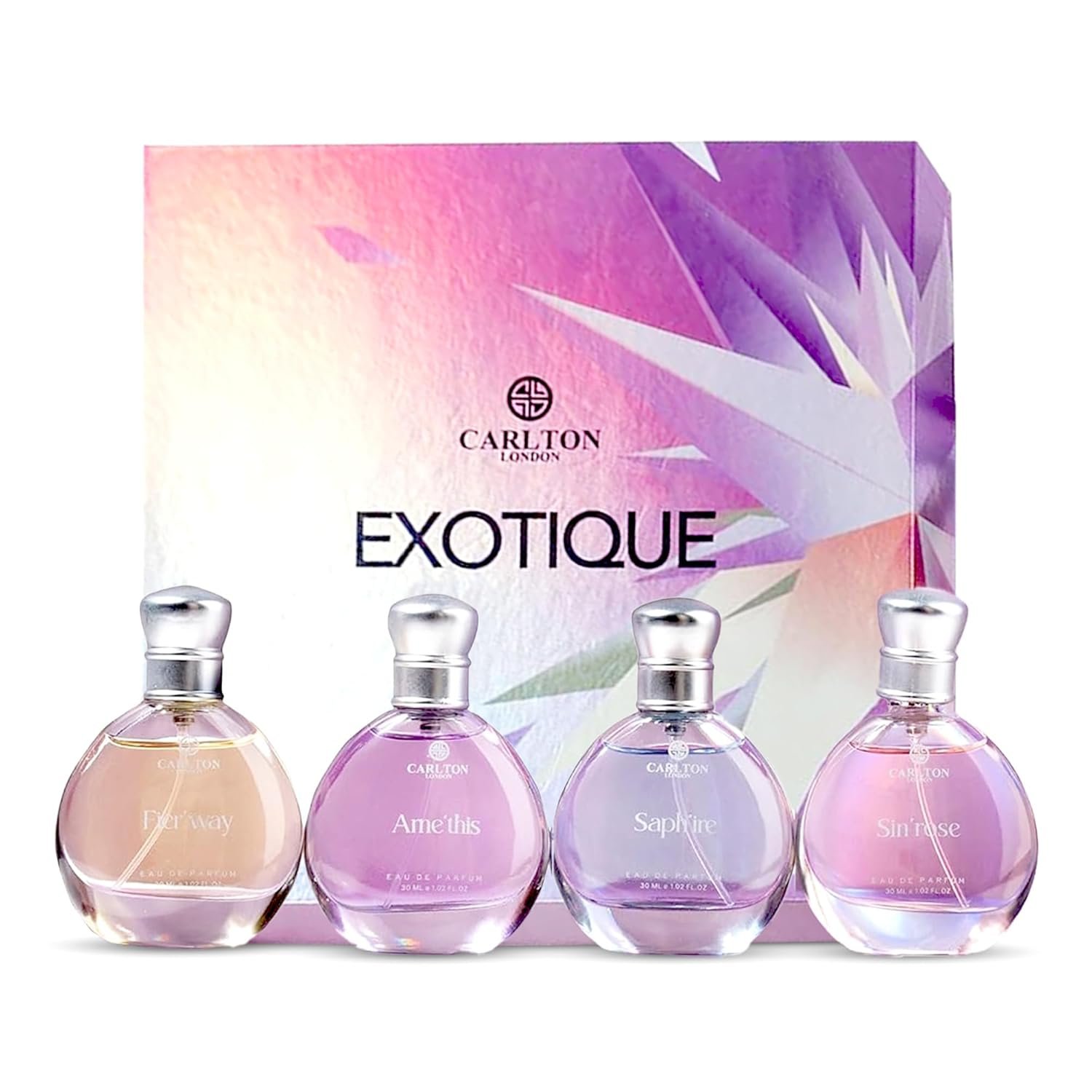 Carlton London Exotique Perfume Gift Set for Women – 4 x 30ml Premium Fragrances with Rose, Orange, Cedar, and Honey Notes, Luxury Perfume Gift Box for Her Birthday