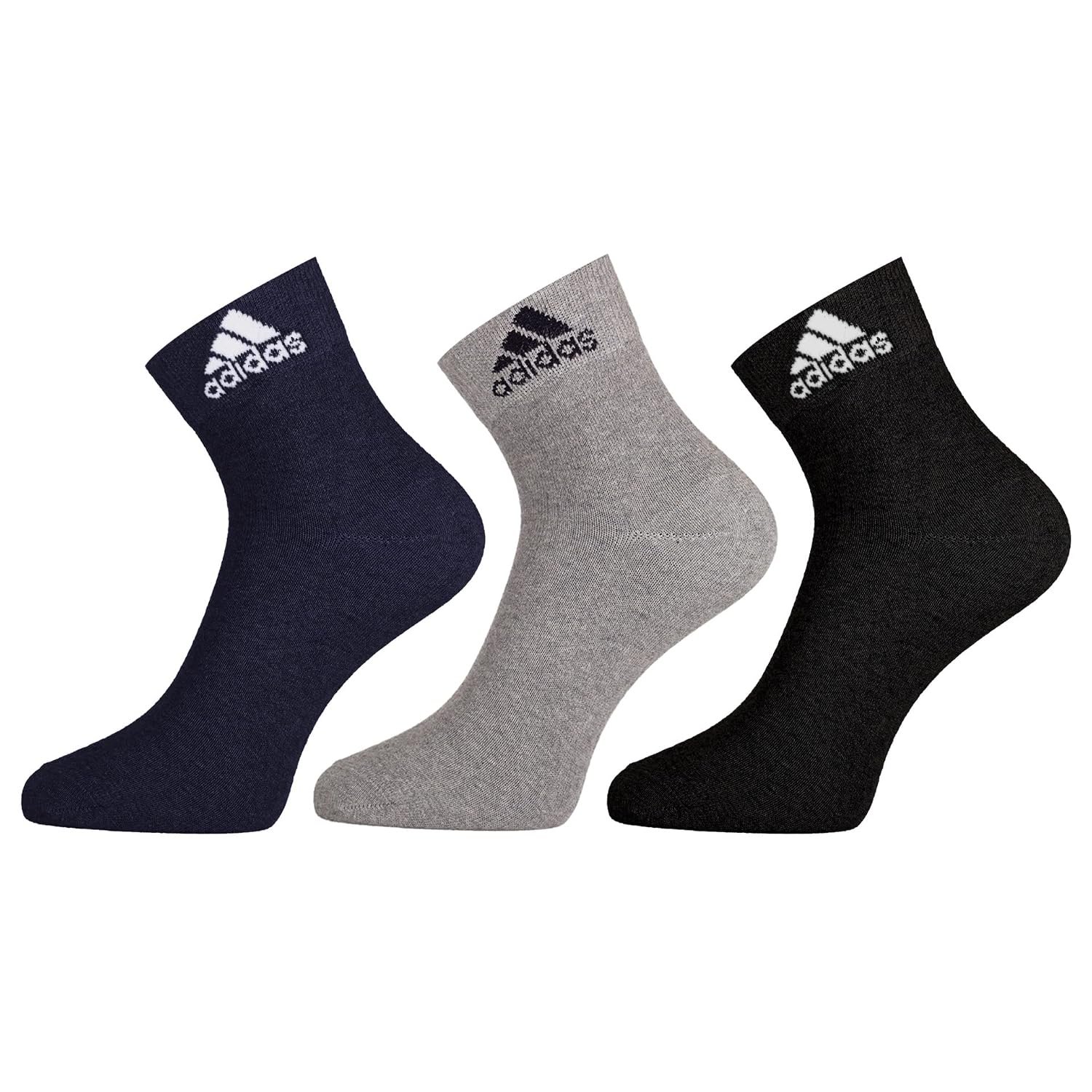 adidas Original Flat Knit Ankle Cotton Socks – 3 Pairs (6N) (AD-203) (Col Navy/Grey Mel/Black)