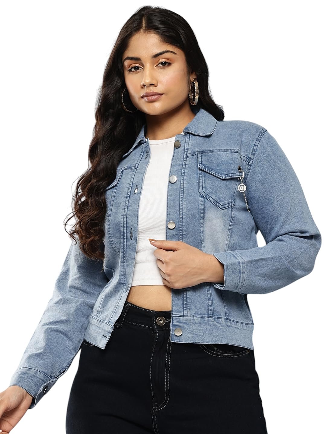 Aarika Womens Blue Colour Denim Solid Denim Jacket