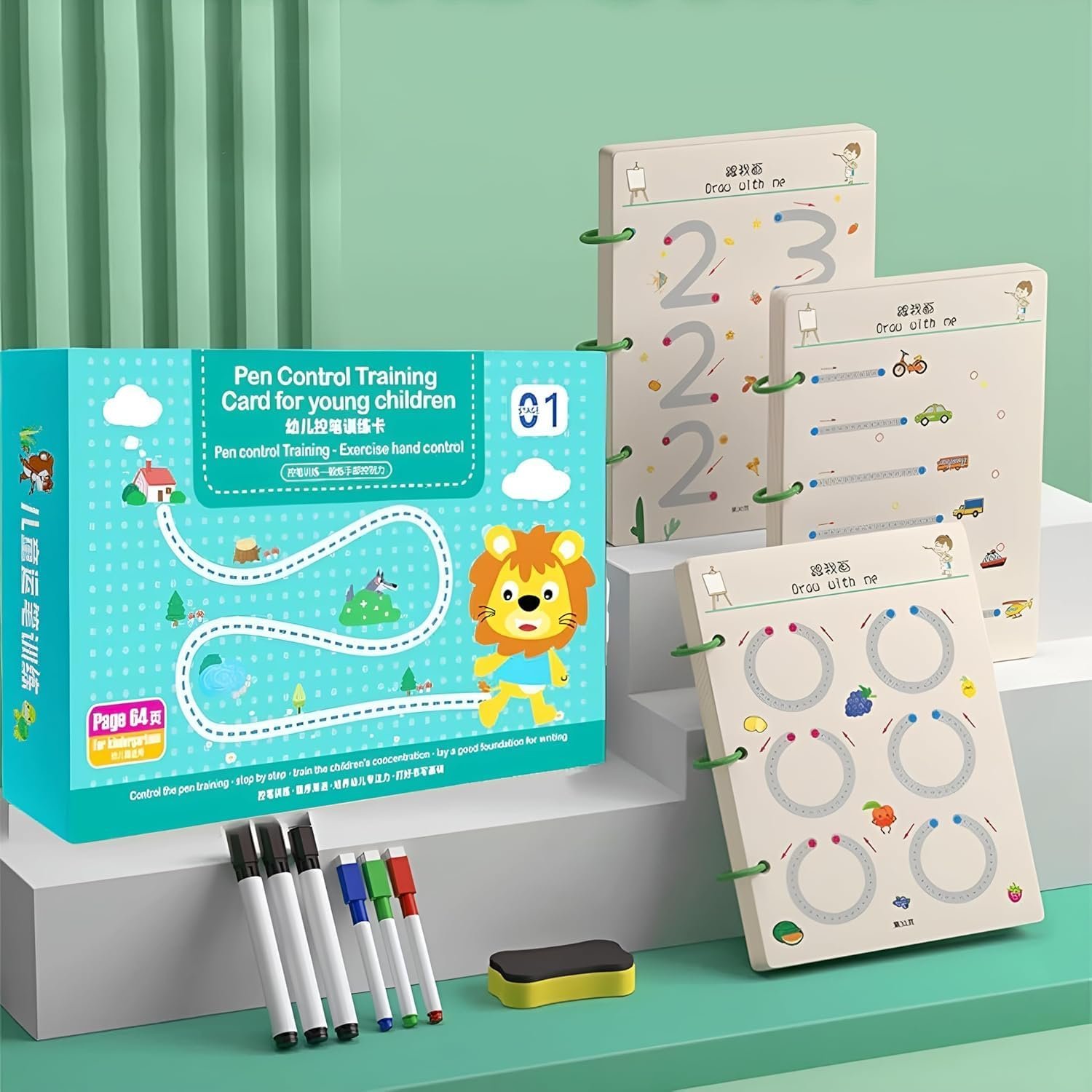 SHNMN 64 Pages Magical Tracing Workbook Set, Hand Writing Pen Control Training Book For Learning To Write The Alphabets & Numbers, Preschool Educational Reusable Learning Book For Kids (1) SHNMN 64 Pages Magical Tracing Workbook Set, Hand Writing Pen Control Training Book For Learning To Write The Alphabets & Numbers, Preschool Educational Reusable Learning Book For Kids (1)