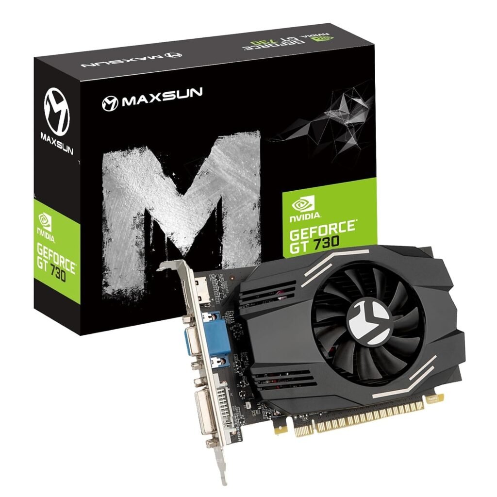 maxsun GeForce GT 730 4GB Video Graphics Card GPU for Computer PC 128 Bit DDR3 ITX Design PCI Express DVI-I, HDMI, VGA Multi Screen