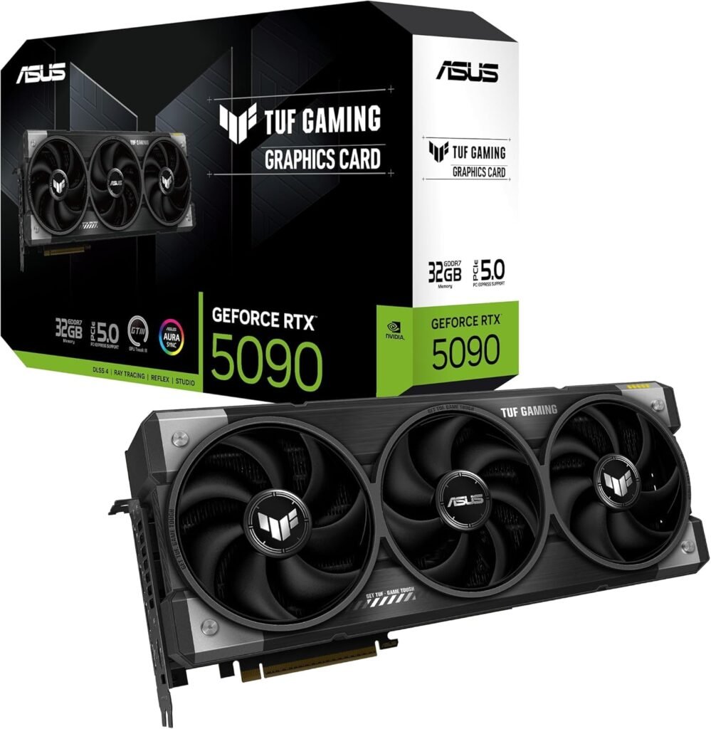 ASUS TUF Gaming GeForce RTX 5090 32GB GDDR7 Gaming Graphics Card (Nvidia GeForce RTX5090, 3.6 Slot Design, PCIe 5.0, 2X HDMI 2.1b, 3X DisplayPort 2.1a, TUF-RTX5090-32G-GAMING)