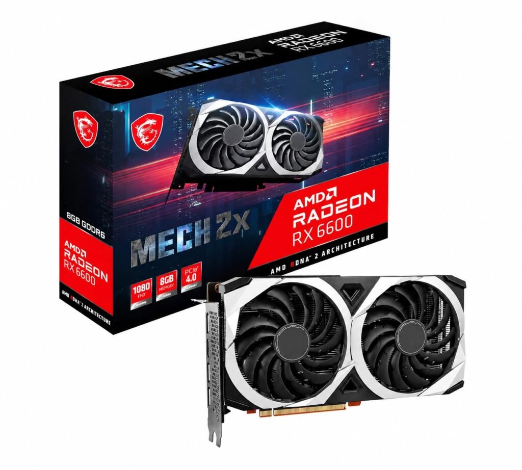 RX 6600 MECH 2X 8G Radeon Gaming Graphics Card, 8GB GDDR6, AMD Radeon RX 6600, 128-Bit, PCIe 4.0 x8, Dual Fan Cooling, 1792 Stream Processors | Pre-Owned