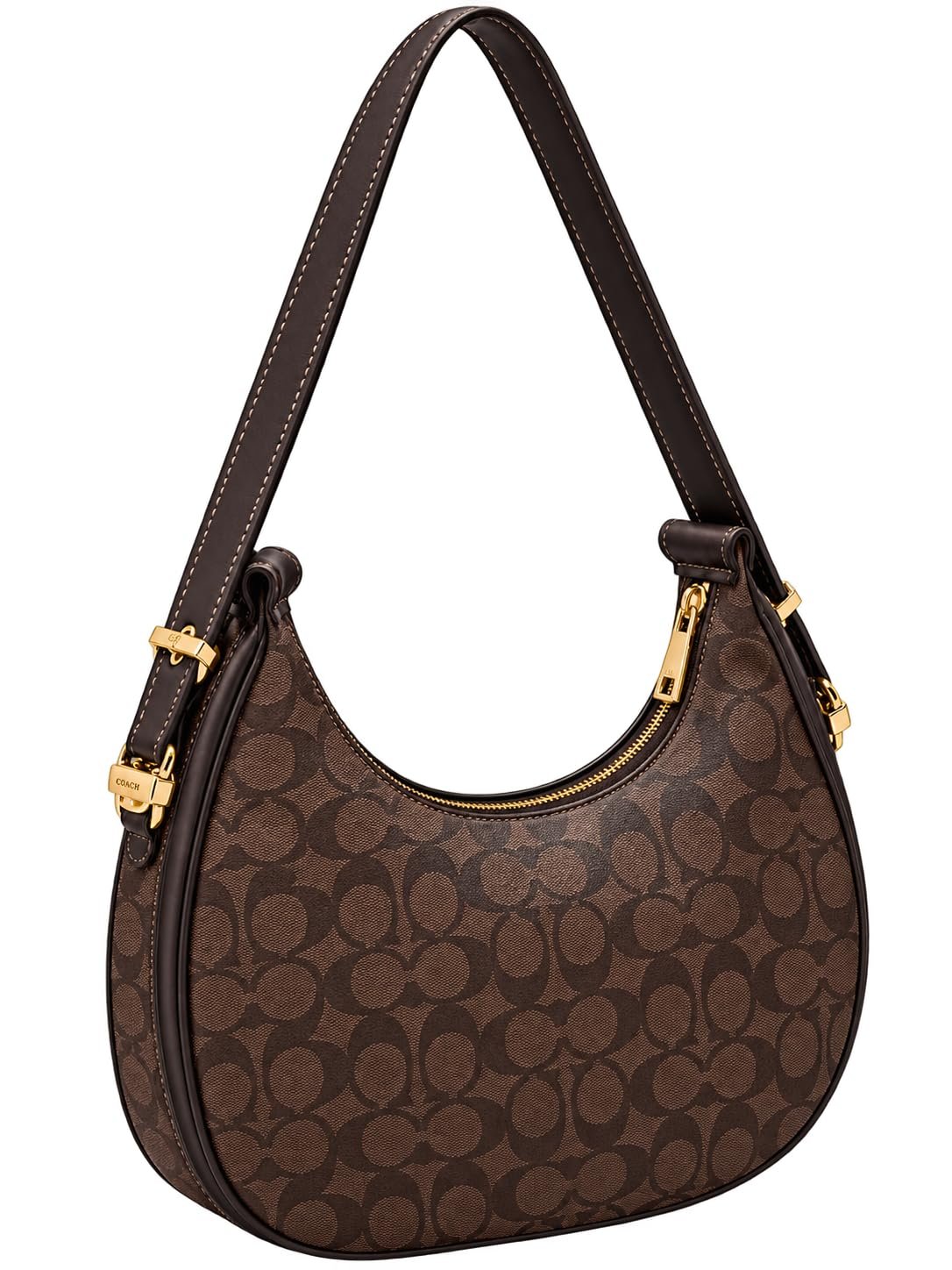 Women’s Shoulder Bag Dark Brown Monogram Print PU Leather