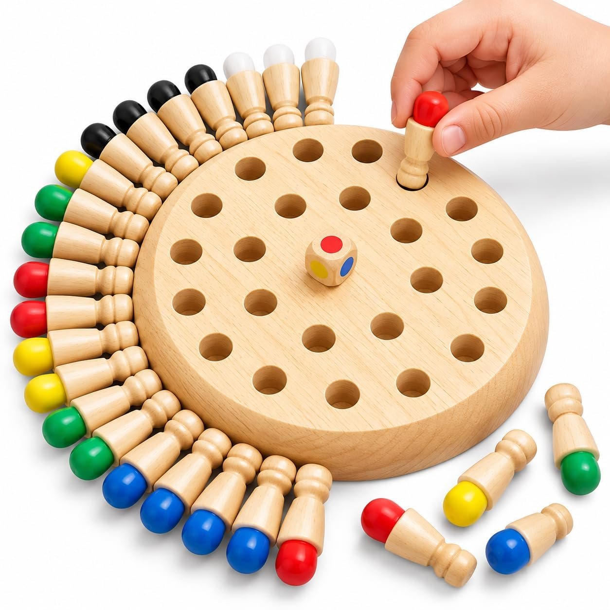 Toy Imagine Wooden Color Memory Chess Game for Kids Age 3+ | Wooden Memory Match Stick Chess Board Game | Brain Puzzle Toy for Boys, Girls & Adults | Montessori Learning & Family Game