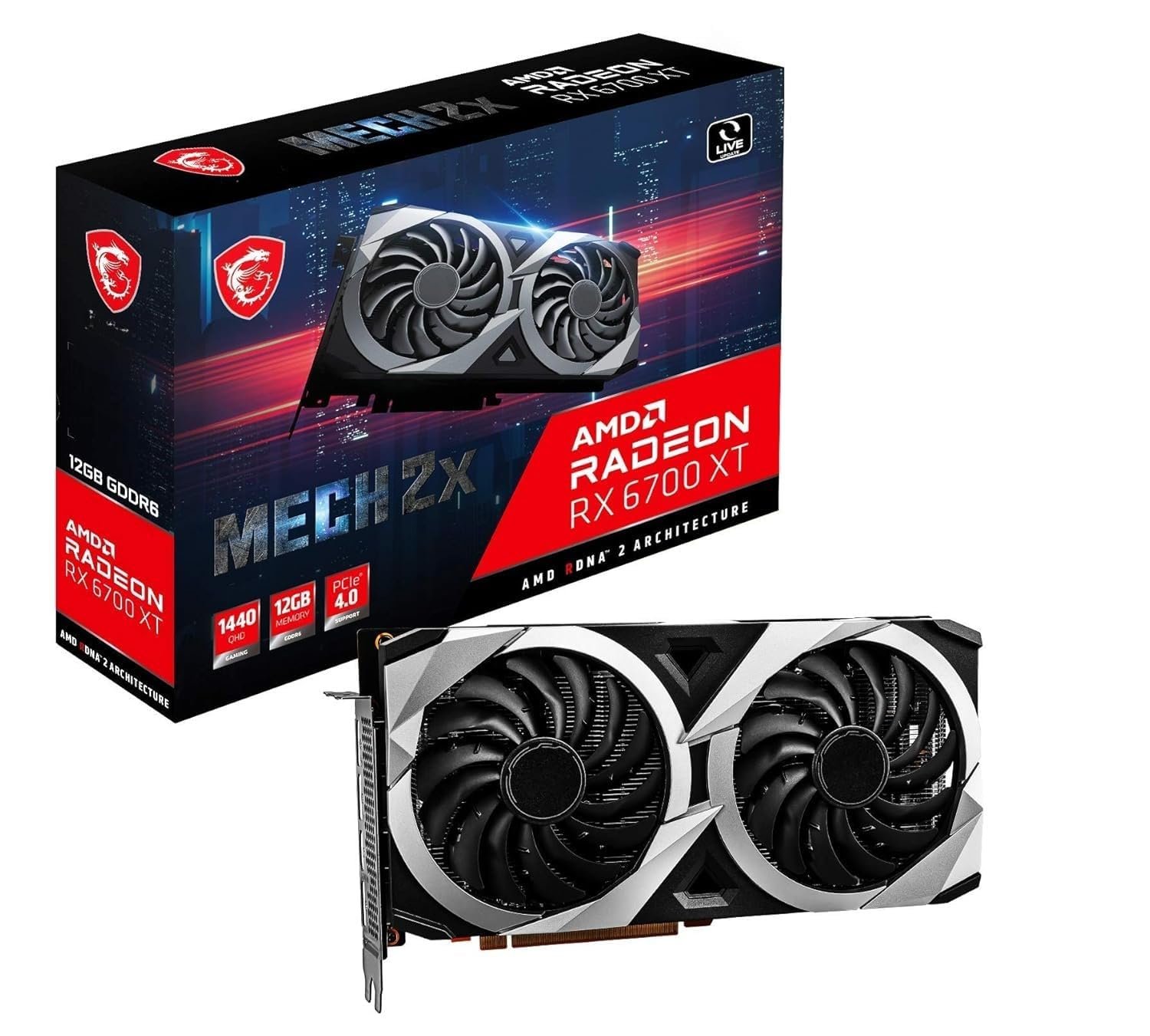 RX 6700 XT MECH 2X Radeon 12G OC Gaming Graphics Card | 12GB GDDR6 | 192-Bit Memory | PCIe 4.0 | Up to 2620 MHz Boost Clock | 16Gbps Speed | TORX Fan 3.0 Cooling | High Performance GPU