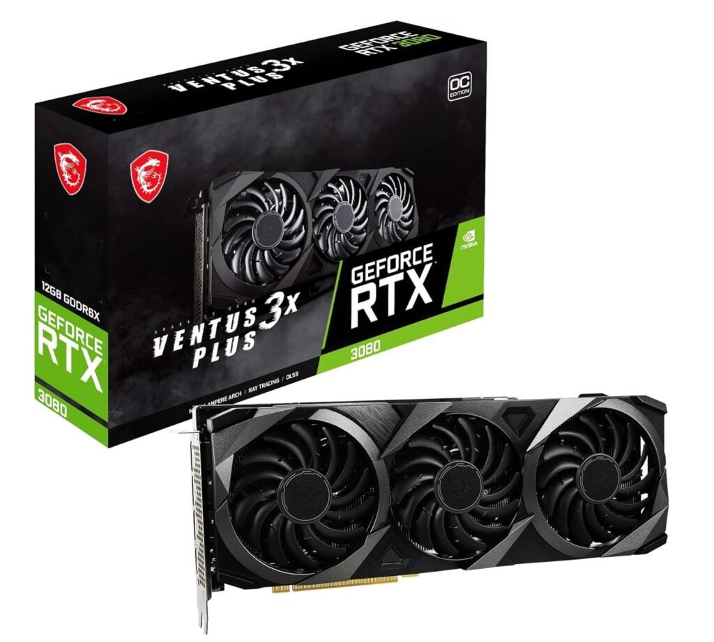 GeForce RTX 3080 Ventus 3X Plus 12G OC LHR Gaming Graphics Card, 12GB GDDR6X, 384-Bit, PCIe 4.0 x16, Triple TORX Fan Cooling, HDMI 2.1, DisplayPort, NVIDIA Ampere GPU