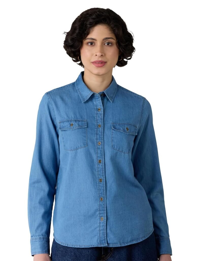 Amazon Brand – Symbol Women Denim Shirt (Regular Fit | Full Sleeve) (Available in Plus Sizes) Amazon Brand – Symbol Women Denim Shirt (Regular Fit | Full Sleeve) (Available in Plus Sizes)