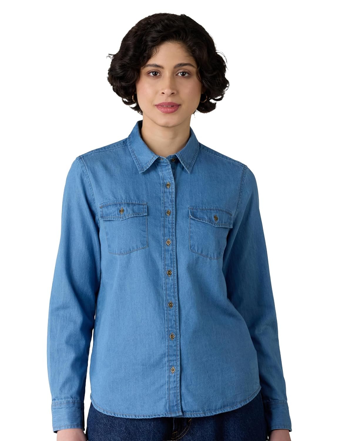 Amazon Brand – Symbol Women Denim Shirt (Regular Fit | Full Sleeve) (Available in Plus Sizes)