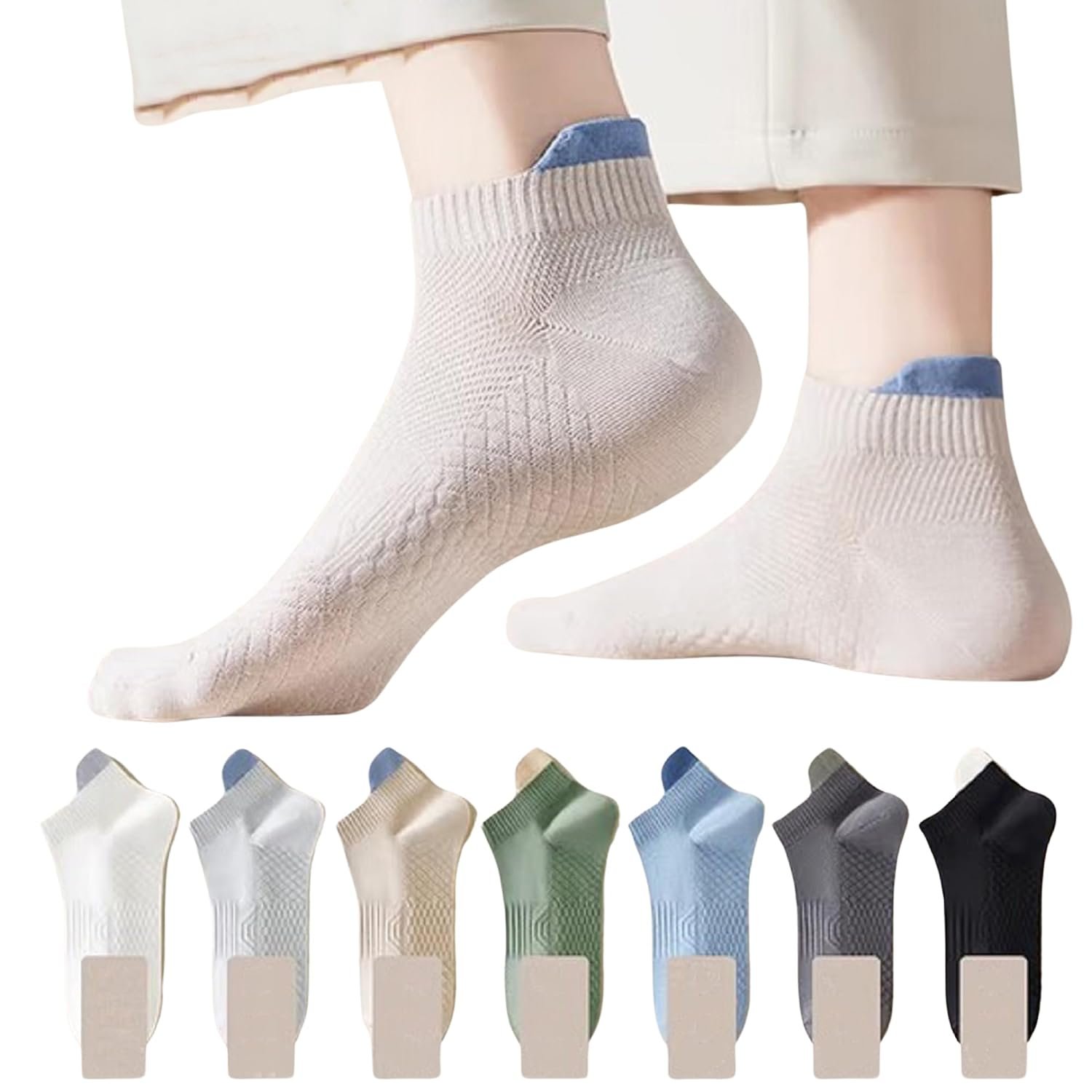 VAIDUE Cotton Ankle Length Socks for Men & Women | Multi Color Casual Everyday Wear Breathable Soft Fabric Comfort Fit Hidden Socks | Pack of 7 Combo Durable Stylish Unisex Sports Office Gym Use