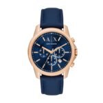 Armani Exchange Leather Analog Blue Dial Men Watch-Ax1723, Blue Band