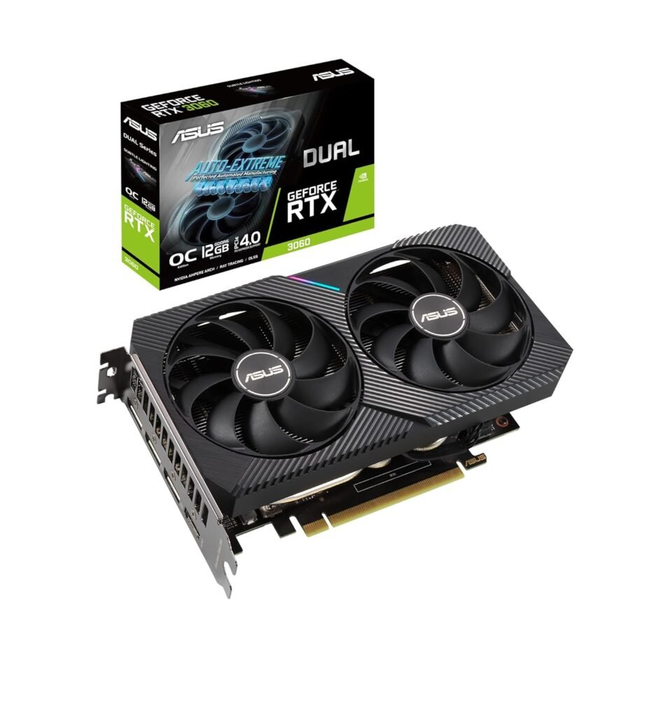 ASUS pci_e_x4 Dual GeForce RTX 3060 V2 OC Edition 12GB GDDR6 with Two Powerful Axial-tech Fans LHR Graphics Card (DUAL-RTX3060-O12G-V2) ASUS pci_e_x4 Dual GeForce RTX 3060 V2 OC Edition 12GB GDDR6 with Two Powerful Axial-tech Fans LHR Graphics Card (DUAL-RTX3060-O12G-V2)