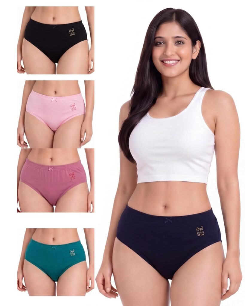 OPEX Women’s Cotton Full Coverage Lotus Panty Pack of 5 | Mid-Waist Comfortable Fit with Soft Elastic Waistband | Everyday Innerwear Combo Briefs, (Multicolor) OPEX Women’s Cotton Full Coverage Lotus Panty Pack of 5 | Mid-Waist Comfortable Fit with Soft Elastic Waistband | Everyday Innerwear Combo Briefs, (Multicolor)