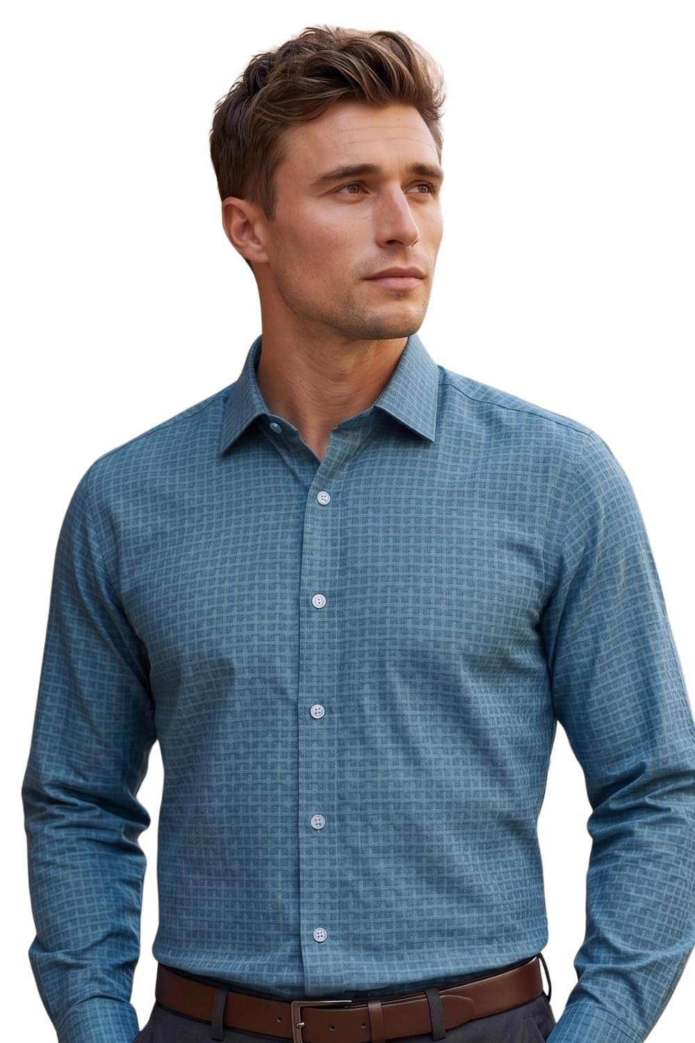 Louis Philippe Men’s Slim Fit Easy to Iron Everyday wear Premium Cotton Full Sleeve Checks Formal Shirt