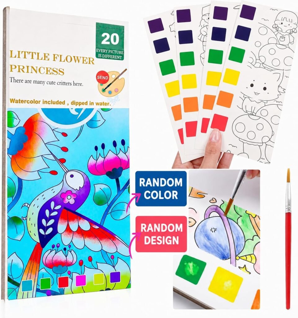 SHNMN Pocket Watercolor Book, Pocket Watercolor Painting Book, DIY Watercolor Painting with Paint marks with 1 Paint Pens for Kids Adult Beginners