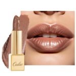 OULAC Metallic Shine Glitter Lipstick, Brown High Impact Lipcolor, Lightweight Soft and Ultra Hydrating, Long Lasting, Vegan & Cruelty-Free, Full-Coverage Lip Color 4.3 g/0.15 Guilty Pleasure(09)