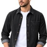 Men’s Denim Shirt, Long Sleeve Button Down Casual Shirt with Chest Pocket
