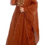 Nermosa Women Embroidery Solid Anarkali Kurta and Pant Set with Dupatta