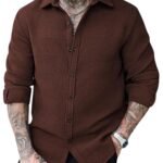 GRECIILOOKS Casual Shirt for Men’s | Full Sleeve Textured Shirts for Men | Regular Fit Wrinkle Free Premium Shirts for Man | Biker Streetwear Office Travel Dinner Style