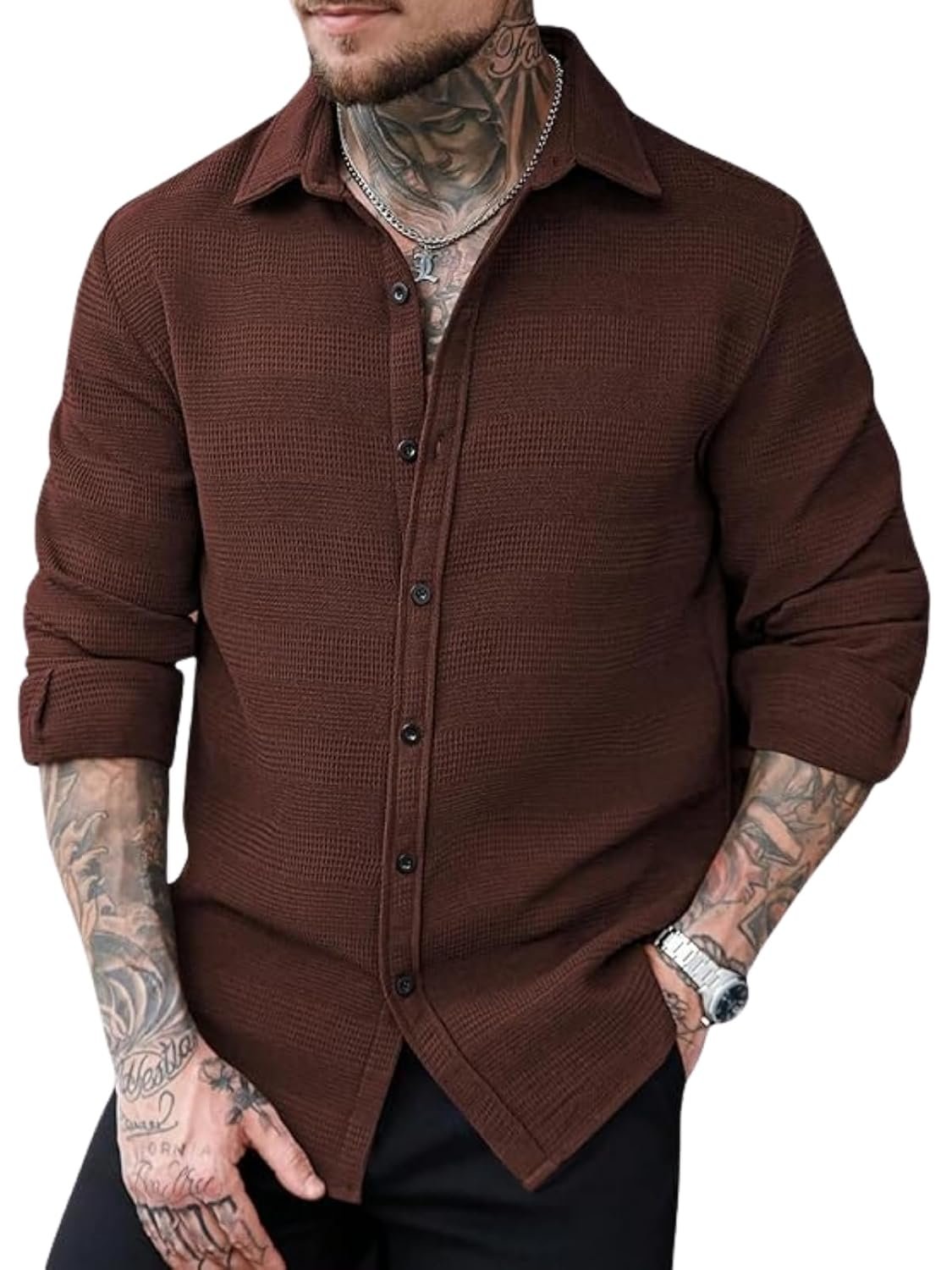 GRECIILOOKS Casual Shirt for Men’s | Full Sleeve Textured Shirts for Men | Regular Fit Wrinkle Free Premium Shirts for Man | Biker Streetwear Office Travel Dinner Style