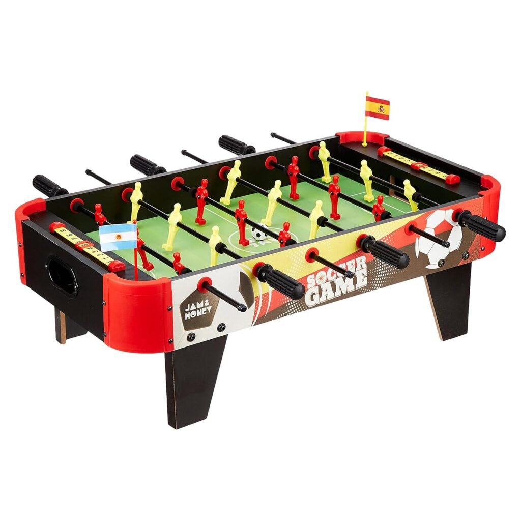 Amazon Brand – Jam & Honey Foosball Table Game for Kids 6+ Years, BIS Certified Safe for Kids, Big Size Tabletop Football, Indoor Soccer for Family Fun, Multicolour Amazon Brand – Jam & Honey Foosball Table Game for Kids 6+ Years, BIS Certified Safe for Kids, Big Size Tabletop Football, Indoor Soccer for Family Fun, Multicolour