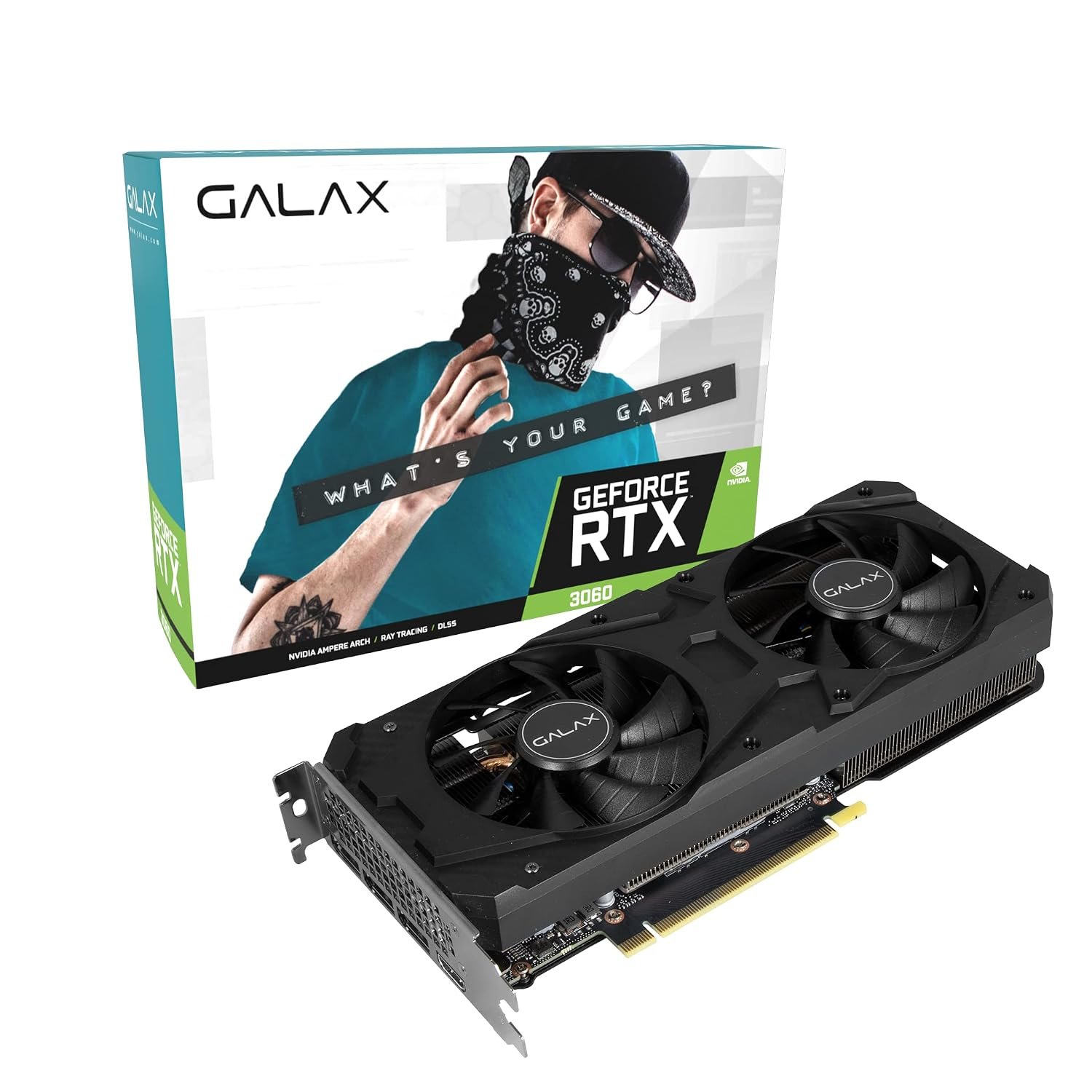 Galax GeForce RTX 3060 OC Edition 12GB GDDR6 192-bit 15 Gbps| PCI 4.0 | 3 x DisplayPort 1.4a | HDMI 2.1| NVIDIA DLSS | Advanced AI & Ray Tracing Performance, XtremeTuner Plus, Dual Fan Graphics Card