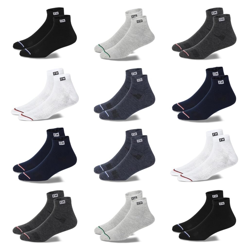 Fitness Mantra® 12 Pairs Sports Ankle Cotton Socks | Free Size| Breathable| Daily Use| Multicolor| 12 Pairs| Fitness Mantra® 12 Pairs Sports Ankle Cotton Socks | Free Size| Breathable| Daily Use| Multicolor| 12 Pairs|