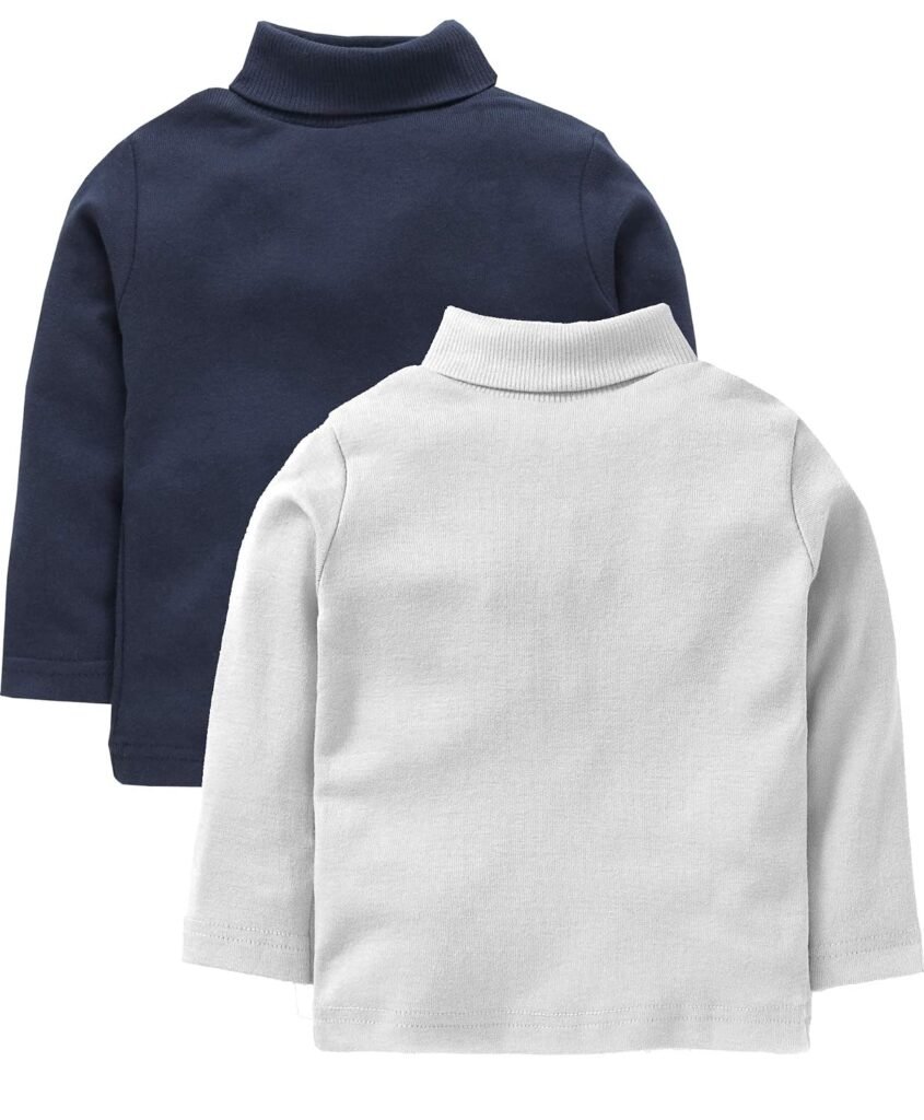REVOLTEK Boy’s and Girl’s 100% Cotton Full Sleeve Turtle High Neck T-Shirts Pack of 2