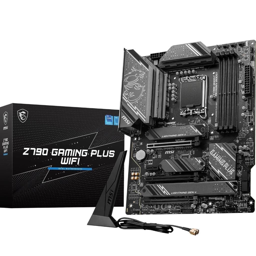 MSI Z790 Gaming Plus WiFi Motherboard, ATX – Supports 14th/13th/12th Gen Intel Core Processors, LGA 1700 – DDR5 Memory Boost 7200+MHz/OC, 1 x PCIe 5.0 x16, 4 x M.2 Gen4, 2.5G LAN, Wi-Fi 6E MSI Z790 Gaming Plus WiFi Motherboard, ATX – Supports 14th/13th/12th Gen Intel Core Processors, LGA 1700 – DDR5 Memory Boost 7200+MHz/OC, 1 x PCIe 5.0 x16, 4 x M.2 Gen4, 2.5G LAN, Wi-Fi 6E