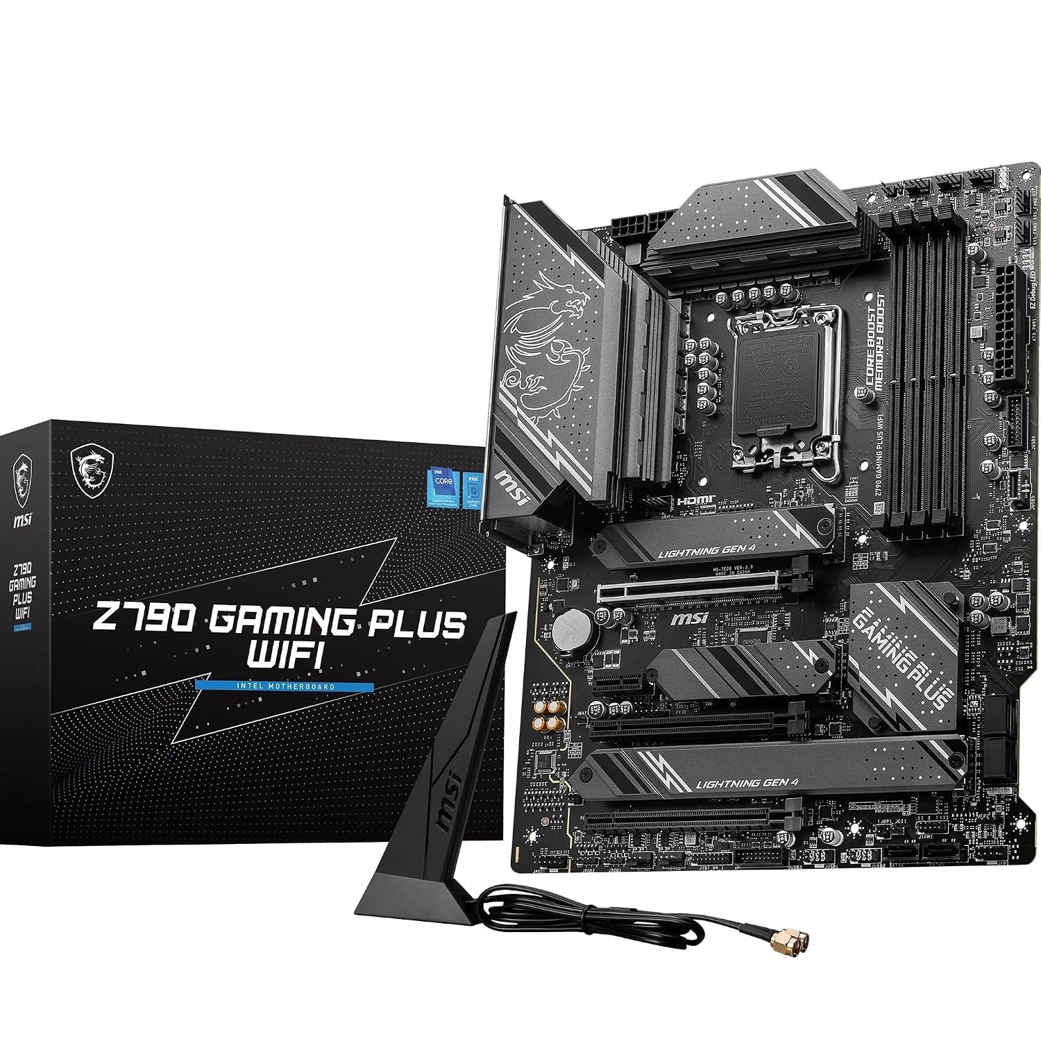MSI Z790 Gaming Plus WiFi Motherboard, ATX – Supports 14th/13th/12th Gen Intel Core Processors, LGA 1700 – DDR5 Memory Boost 7200+MHz/OC, 1 x PCIe 5.0 x16, 4 x M.2 Gen4, 2.5G LAN, Wi-Fi 6E