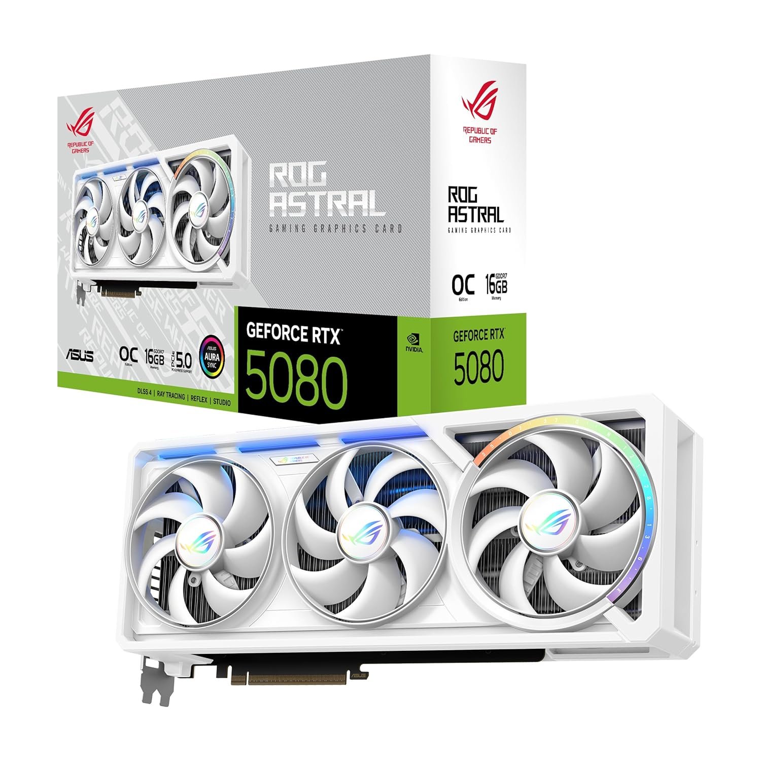 ASUS ROG Astral GeForce RTX 5080 16GB GDDR7 White OC Edition Graphics Card