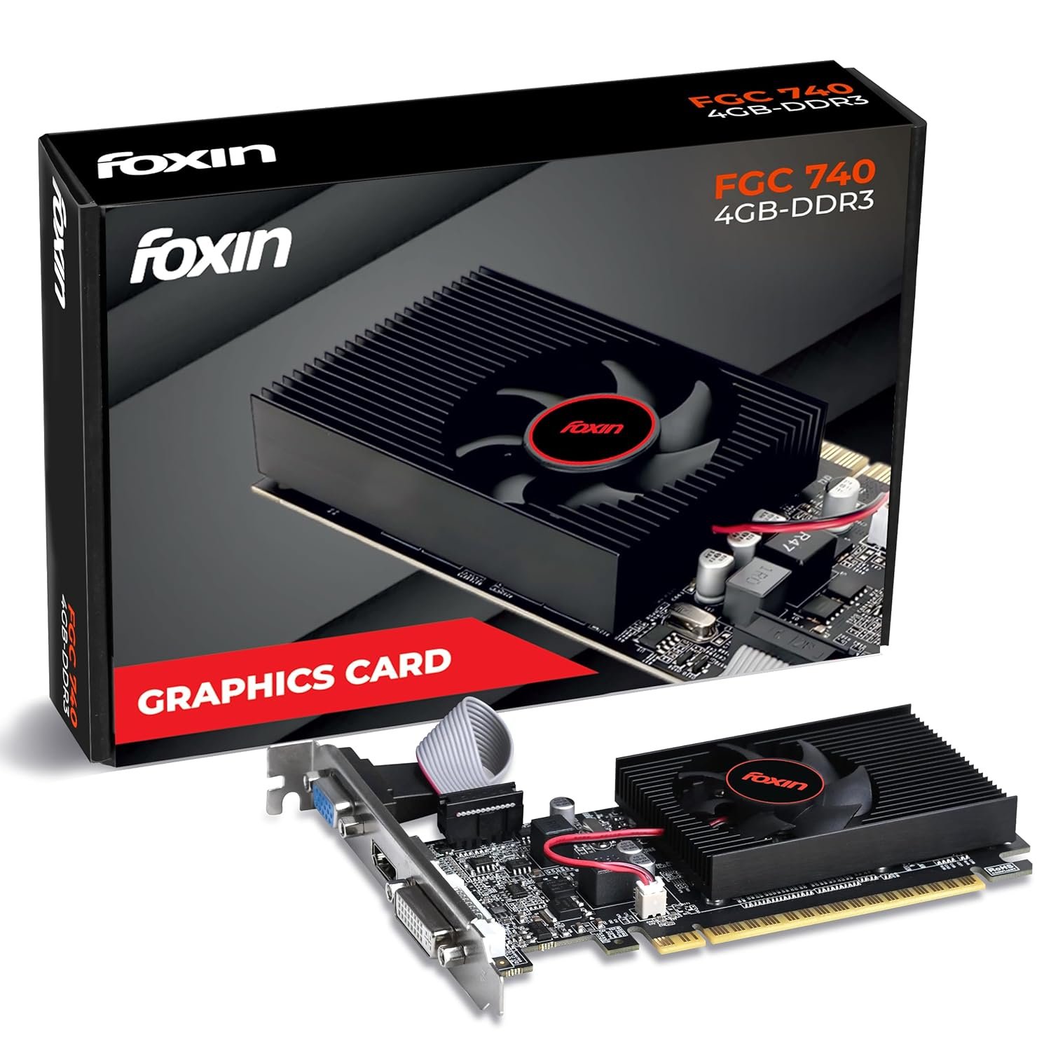Foxin GT 740 Graphics Card 4GB DDR3 128-Bit | PCIe 3.0 Desktop GPU with HDMI DVI VGA Output | Heatsink Cooling Fan | High Efficiency Gaming Graphics Card (Black) Foxin GT 740 Graphics Card 4GB DDR3 128-Bit | PCIe 3.0 Desktop GPU with HDMI DVI VGA Output | Heatsink Cooling Fan | High Efficiency Gaming Graphics Card (Black)