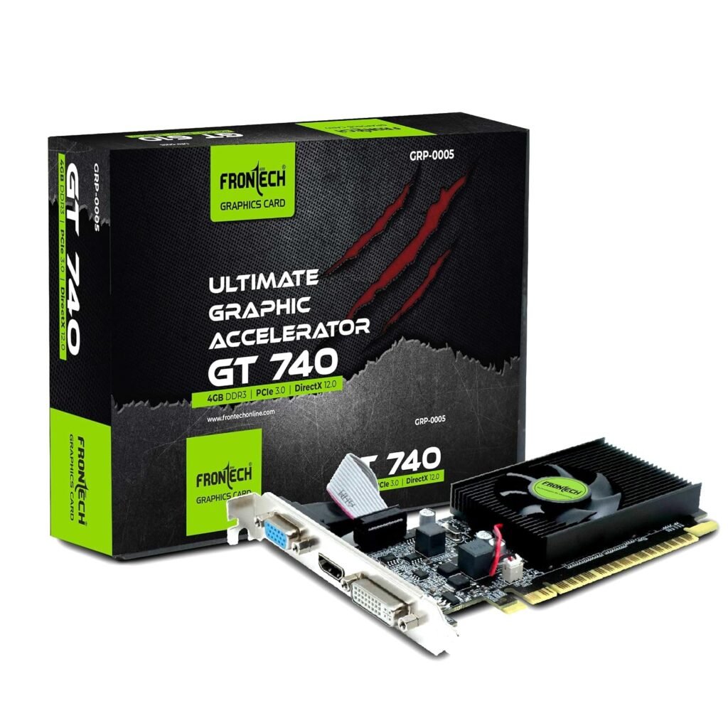 FRONTECH GT 740 Graphics Card | 128-Bit PCIe 3.0 GPU | High Performance Gaming Graphics Card with Single Cooling Fan | Desktop PC Graphics Solution (GRP-0005, Black)