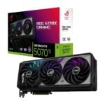 ASUS ROG Strix GeForce RTX 5070 Ti OC Edition 16GB GDDR7 Graphics Card (PCIe 5.0, HDMI/DP 2.1, 3.2-slot, Axial-tech fans, MaxContact design with vapor chamber, phase-change GPU thermal pad, aura sync)