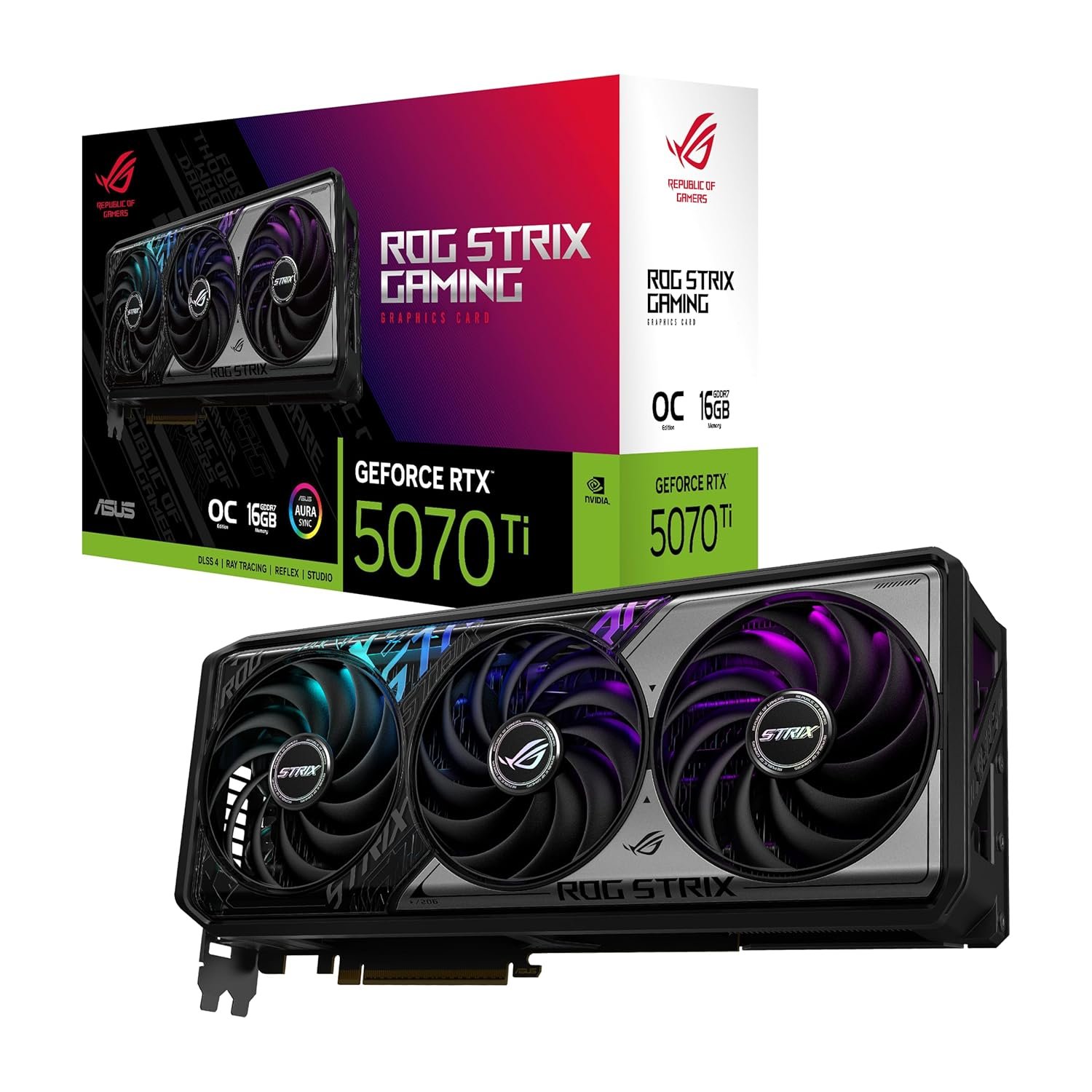 ASUS ROG Strix GeForce RTX 5070 Ti OC Edition 16GB GDDR7 Graphics Card (PCIe 5.0, HDMI/DP 2.1, 3.2-slot, Axial-tech fans, MaxContact design with vapor chamber, phase-change GPU thermal pad, aura sync) ASUS ROG Strix GeForce RTX 5070 Ti OC Edition 16GB GDDR7 Graphics Card (PCIe 5.0, HDMI/DP 2.1, 3.2-slot, Axial-tech fans, MaxContact design with vapor chamber, phase-change GPU thermal pad, aura sync)