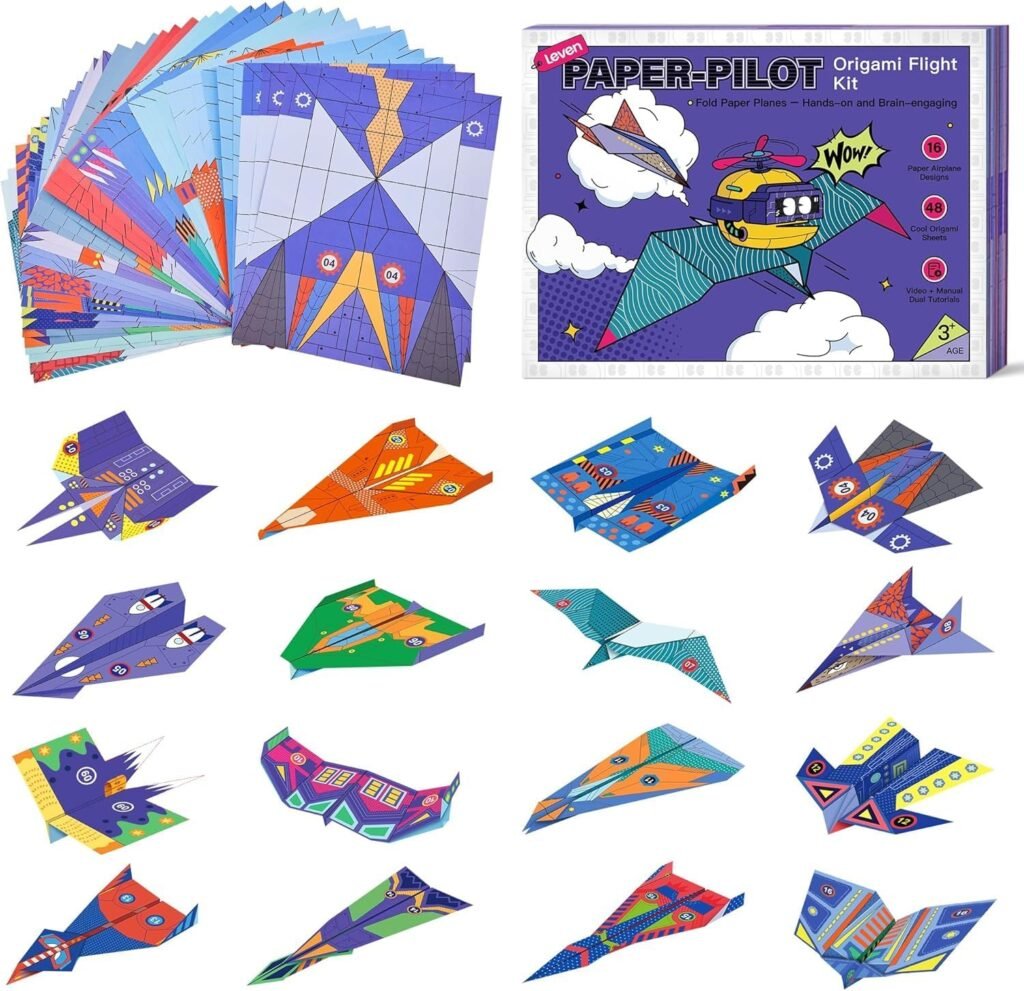 SHNMN Paper Airplane Making Kit for Kids, DIY Paper Plane Folding & Flying Activity Set, Creative Origami Aircraft Craft Kit with Colorful Paper … & Girls, Indoor & Outdoor Play, Birthday Gift SHNMN Paper Airplane Making Kit for Kids, DIY Paper Plane Folding & Flying Activity Set, Creative Origami Aircraft Craft Kit with Colorful Paper … & Girls, Indoor & Outdoor Play, Birthday Gift