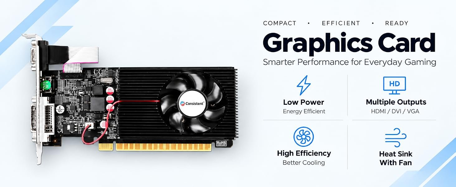 Consistent-610-Graphics-Card-2GB-DDR3-64-bit-2GB-PCI-Express-pci_e Consistent 610 Graphics Card 2GB DDR3 64-bit, 2GB PCI-Express pci_e ddr3_sdram Graphics Card with 3 Year Replacement Warranty