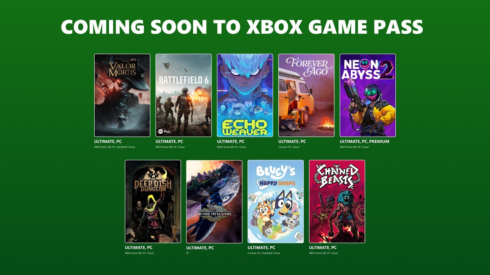 Coming to XBOX Game Pass: Battlefield 6, Valor Mortis, Forever Ago, and More