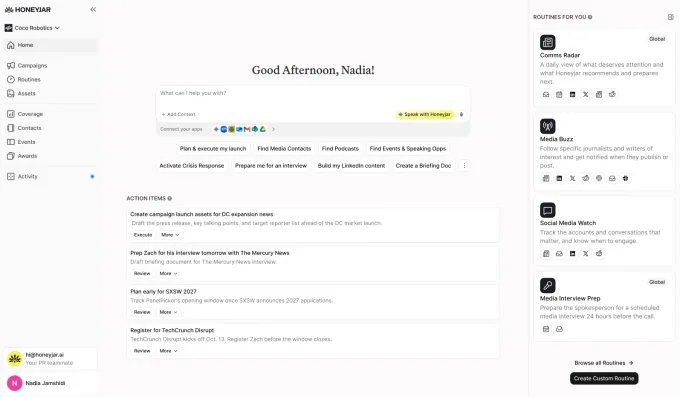 honeyjar-screenshot Honeyjar offers AI tools to improve PR and comms at every company