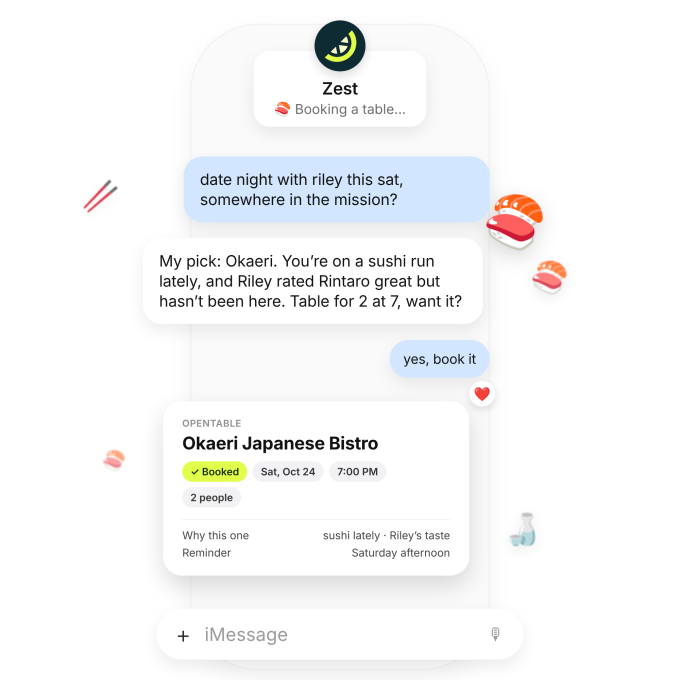 zest-reservation Zest's new AI agent finds restaurants and books reservations over text